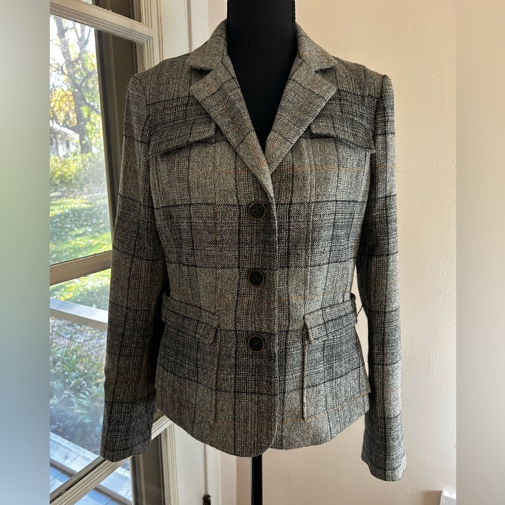 Peace of Cloth Plaid Gray Wool Blazer